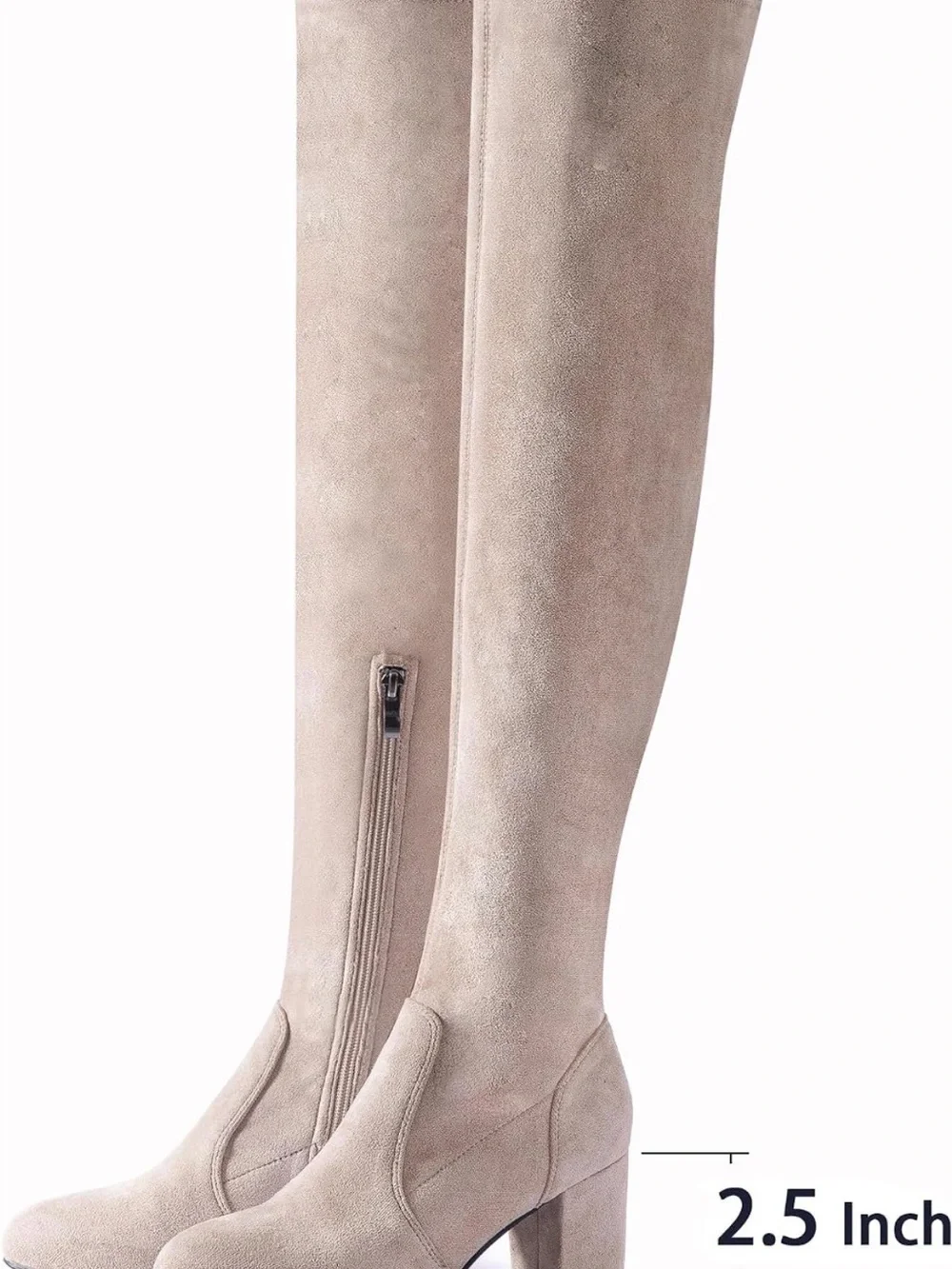 Brand New! Women's Over-the-Knee Block Heel Boots in Light Taupe (Size: 7.5)